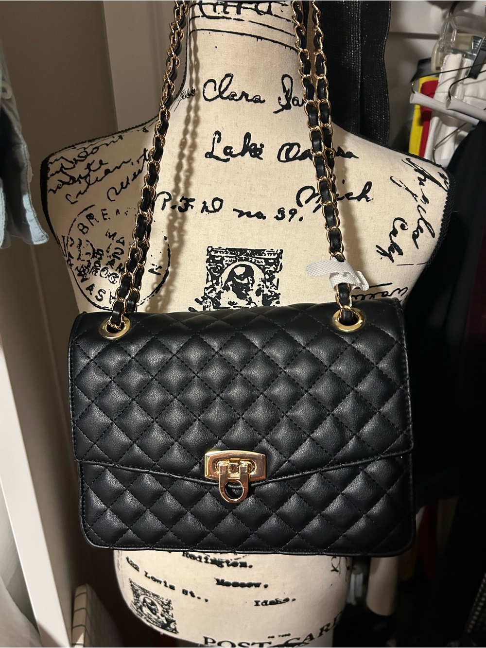 Quilted Black Chain-Handle Shoulder Bag
